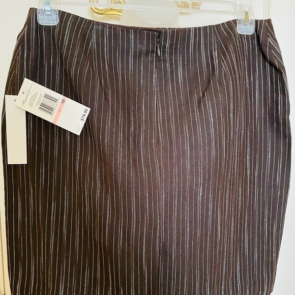 Kenneth Cole NY Linen Mini Coffee Brown Woven Short Skirt Office Party NWT - Picture 12 of 16
